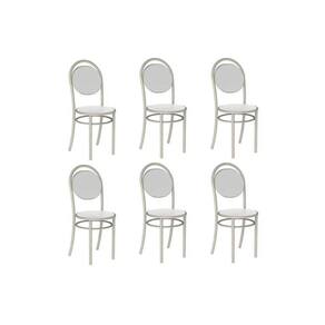 Cadeira Sala de Jantar 190 Aço Kit 6 Uni Prata/Courano Branco - Carraro