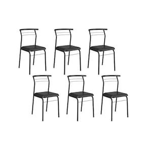 Cadeira Sala de Jantar 1708 Aço Kit 6 Uni Preto/Courano Preto - Carraro