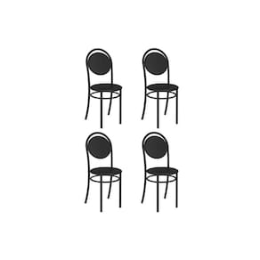 Cadeira Sala de Jantar 190 Aço Kit 4 Uni Preto/Courano Preto - Carraro