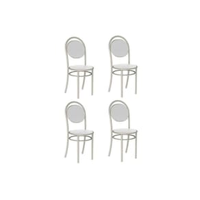 Cadeira Sala de Jantar 190 Aço Kit 4 Uni Prata/Courano Branco - Carraro