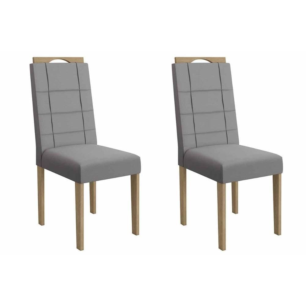 Cadeira Sala de Jantar Flora 2CAD161 Madeirado Kit 2 Un Carvalho/Suede Cinza - Kappesberg