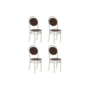Cadeira Sala de Jantar 190 Aço Kit 4 Uni Prata/Courano Cacau - Carraro