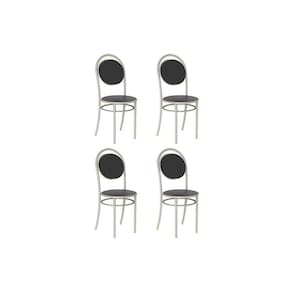 Cadeira Sala de Jantar 190 Aço Kit 4 Uni Prata/Courano Preto - Carraro
