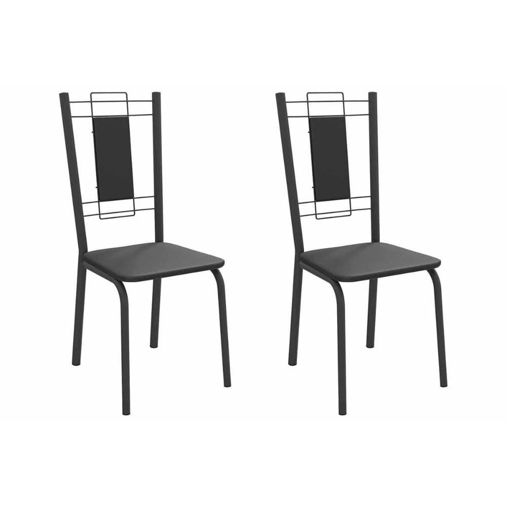 Cadeira Sala de Jantar Florença 2C005PRF Aço Kit 2 Un Preto/ano Preto - Kappesberg