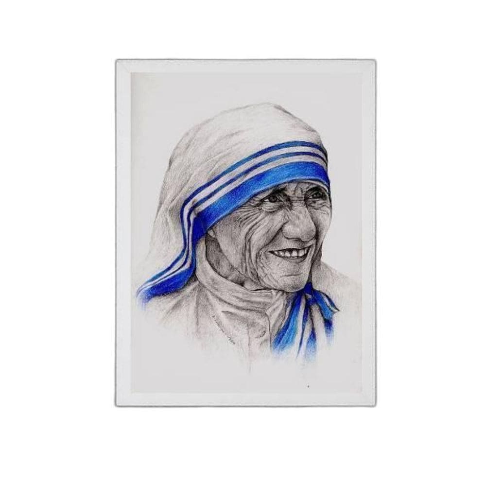 Quadro Madre Teresa De Calcutá Moldura Branca 24X18Cm