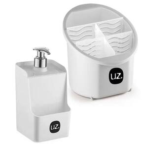 Kit Organizador De Talheres + Porta Detergente Uz Branco