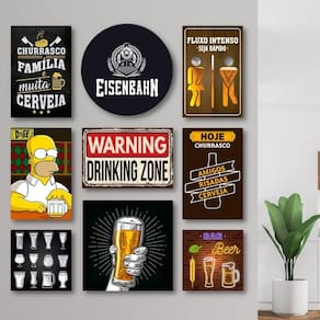 Kit Placas Decorativas Bebidas Mdf - 9 Placas