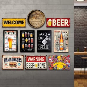 Kit Placas Decorativas Bebidas Mdf - 10 Placas