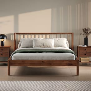 Cama de Casal Madeira 140x190cm Cabeceira Ripada Castanho Apoana