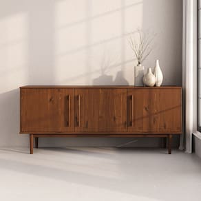 Aparador de Sala Minimalista Buffet 4 Prateleiras Madeira Castanho TECCA