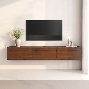 Rack Suspenso Para TV 75 Flutuante Madeira Castanho TECCA