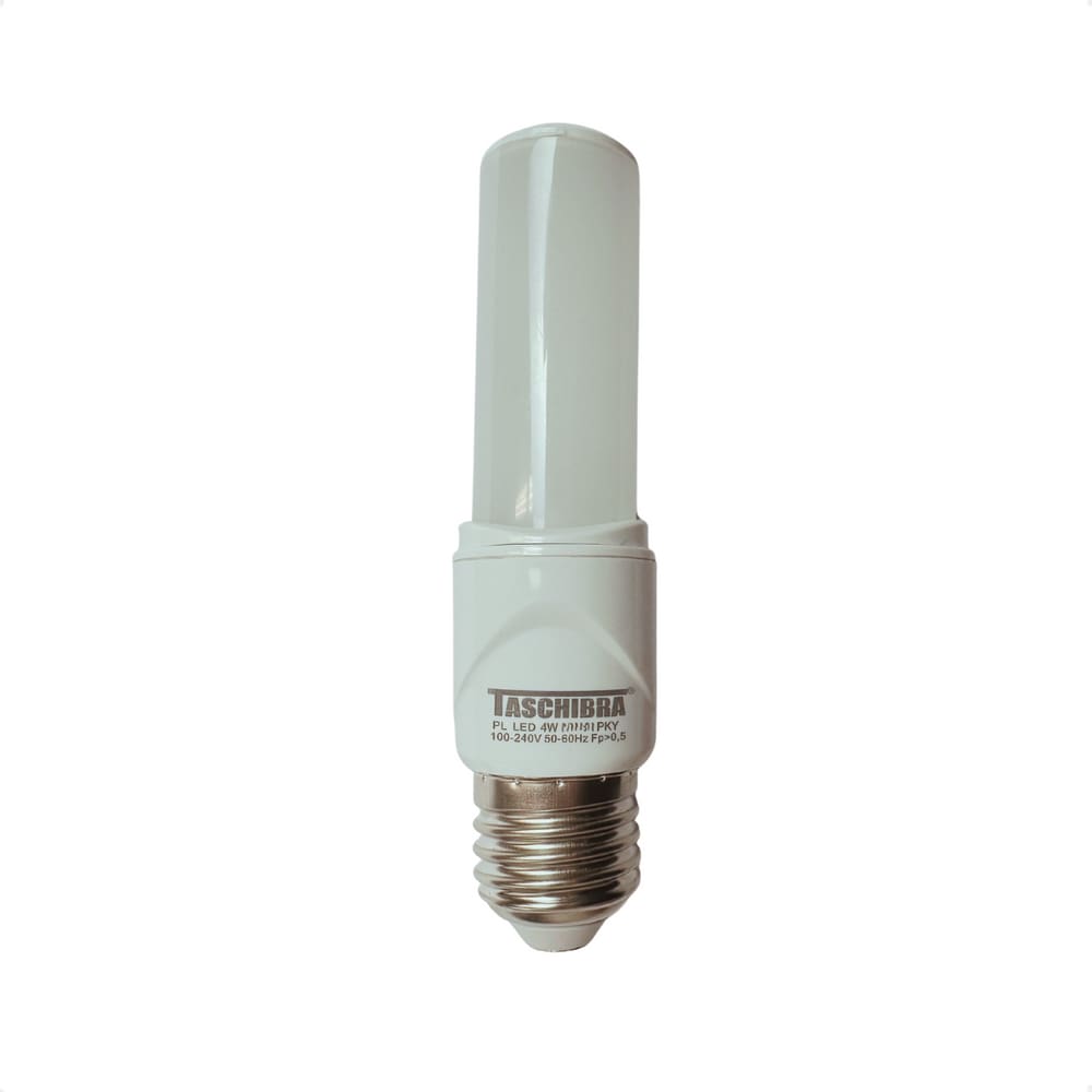 Lâmpada Led PL 4W Rotatória Taschibra E27 Bivolt 3000K Quente