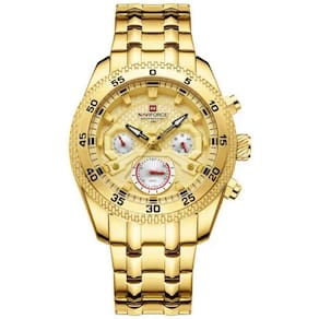 Relógio De Pulso Masculino Com Cronógrafo Mostrador Luminoso Impermeável Dourado