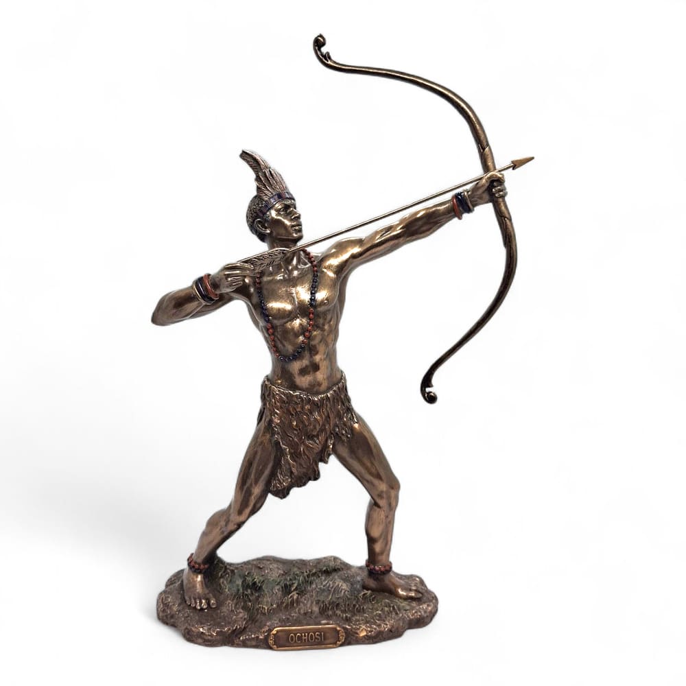 Estátua Oxóssi Orixá da Caça Florestas e da Fartura 28 cm