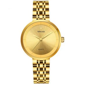 Relógio Feminino De Quartzo Minimalista Pulseira De Aço Inoxidável A Prova D´agua Dourado
