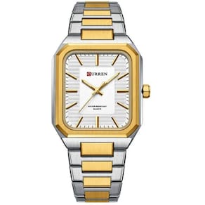 Relógio Masculino Em Aço Inoxidável De Quartzo Casual Impermavel 3atm Branco Dourado