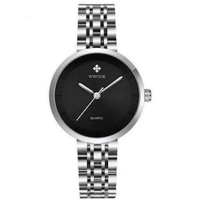 Relógio Feminino De Quartzo Minimalista Pulseira De Aço Inoxidável A Prova D´agua Prata