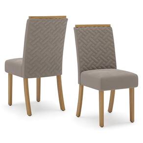 Cadeira para Mesa de Jantar Malu Kit 02 Peças Nature Marrom Amêndoa - Henn