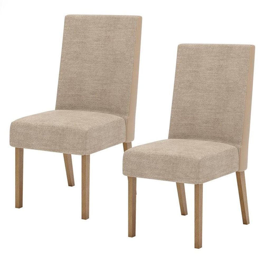 Cadeira para Mesa de Jantar Anne Kit 02 Peças Nature Corano Bege Creme - Henn