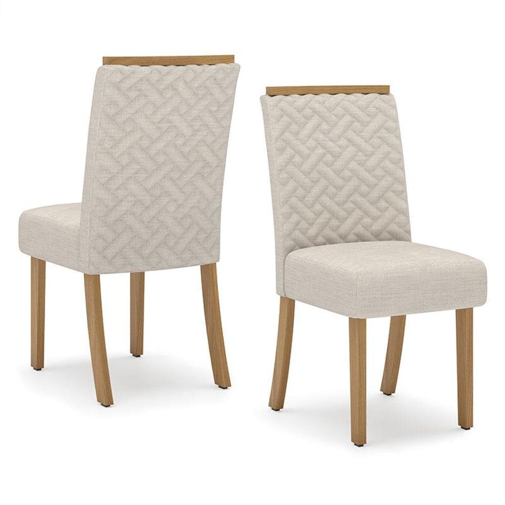 Cadeira para Mesa de Jantar Malu Kit 02 Peças Nature Linho – Henn