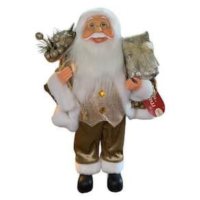 Papai Noel Sentado Repetidor Dourado 30CM - Magizi