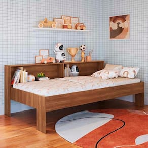 Cama Solteiro Com Prateleiras E Colchão Nogal San Diego Art In Móveis