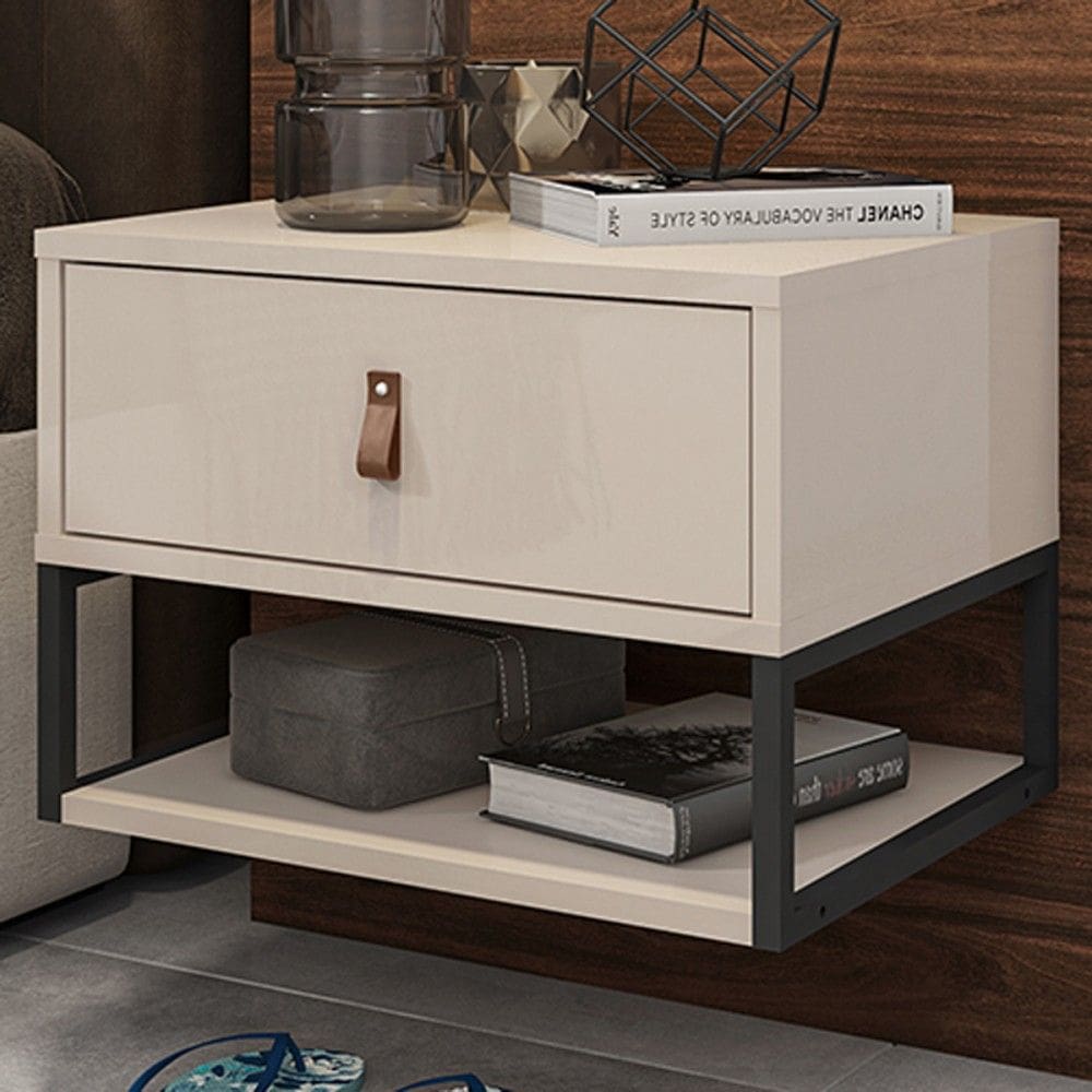 Mesa de Cabeceira Suspensa Nebraska 1 Gaveta Off White - Pnr Móveis