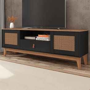 Rack para TV Até 60 Polegadas Vidigal 2 Portas 1 Gaveta Preto/Noce - Pnr Móveis