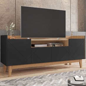 Rack para TV Até 60 Polegadas Belmonte 4 Portas Preto/Noce - Pnr Móveis