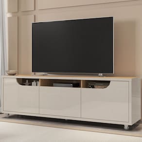 Rack para TV Até 60 Polegadas Madagascar 2 Portas 1 Gaveta Off White/Noce - Pnr Móveis