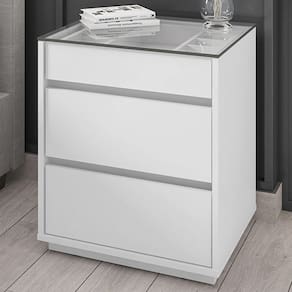 Mesa de Cabeceira Anchieta 3 Gavetas Branco - Pnr Móveis