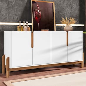 Balcão Buffet Manchester 4 Portas Branco/Cedro 050518 - Pnr Móveis