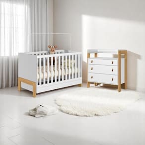 4300 - Berco Mini Cama Fantasia Branco Acetinado (,4410 - Comoda 3gav C/nicho Fantasia Branco Acetinado (