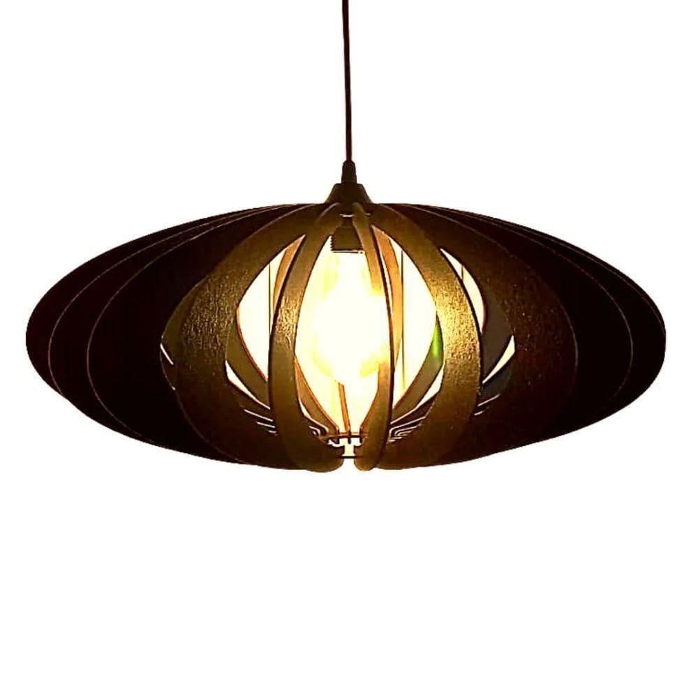 Luminária Teto Tipo Pendente Saturno Mdf Completa - Luminária Teto Tipo Pendente Saturno Mdf Completa - Cor:preta