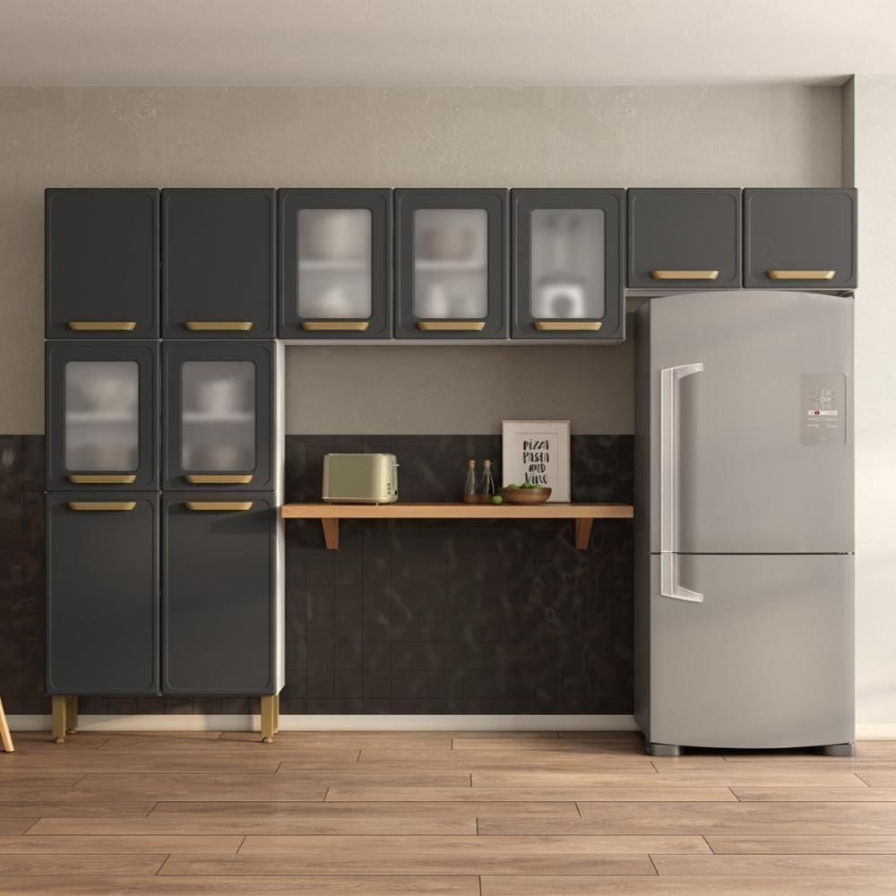 Cozinha De Aço Completa 3 Peças Grafite Bella Bertolini Grafite/branco