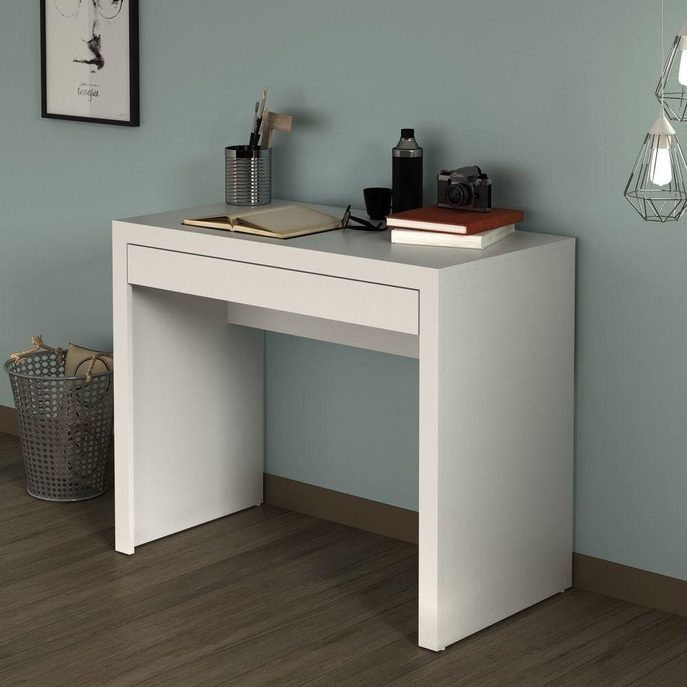 Escrivaninha Para Escritório 90cm Com 1 Gaveta Branco