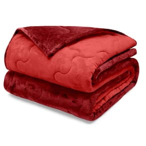 Edredom Buettner Casal Plush Flannel Dupla Face 100% Poliéster 220mx240m Vermelho Escuro E Vermelho Claro