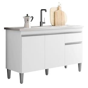 Balcão Para Cozinha Tatiane 120cm Com 2 Portas E 2 Gavetas Branco