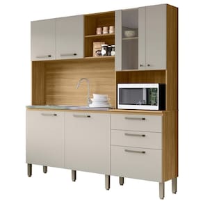 Cozinha Compacta 7 Portas 2 Gavetas 182 Cm Freijo