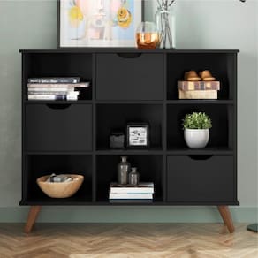 Nicho Organizador Preto Retrô ( + Kit 3 Gavetas Pretas (
