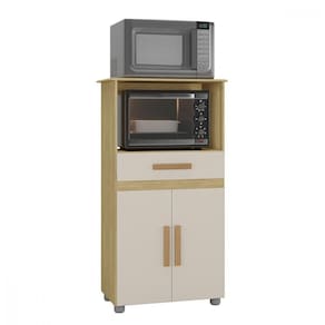 Balcão Para Microondas E Forno Havana New Wood Com Off White