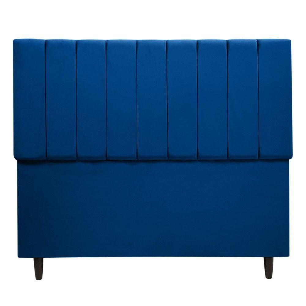 Cabeceira Cama Box Maju 1,40 Casal Veludo Linha Premium Azul Marinho