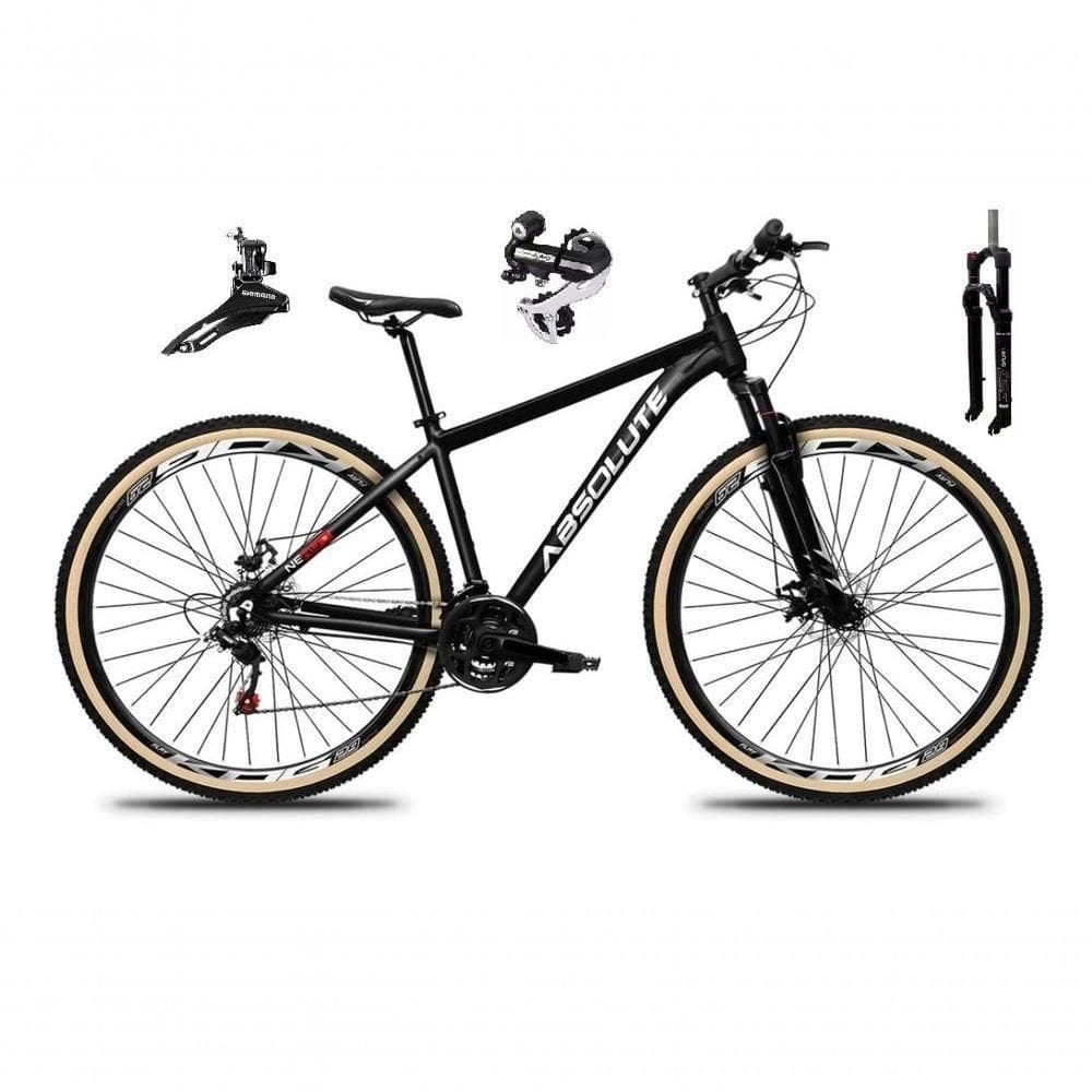 Bicicleta Aro 29 Absolute Nero 5 Câmbio Shimano 24v Acera K7 Garfo Trava Freio A Disco Pneu C/faixa - Preto