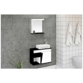 Kit Armario Banheiro Suspenso Sicilia 67cm Preto - Rorato