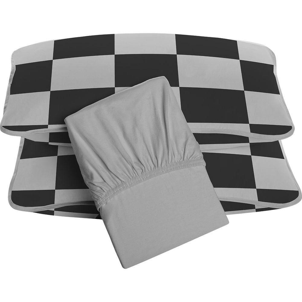 Jogo De Cama Tecebem Queen Malha 100% Algodão Eric 3 Peças Premium Cinza