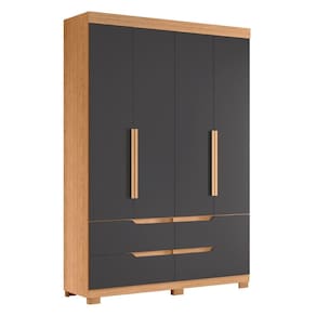 Guarda Roupa Doble Quarto Com 4 Portas E 4 Gavetas Freijo/Chumbo