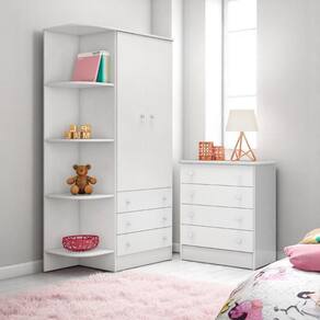 2523 - Comoda Com Trocador Doce Sonho Branco/branco ( + 825 - G. Roupa Inf. 2pts Doce Sonho Branco/branco (
