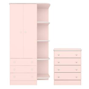 777 - Comoda 4 Gavetas Doce Sonho Rosa Acetinado ( + 825 - G. Roupa Inf. 2pts Doce Sonho Rosa Acetinado (