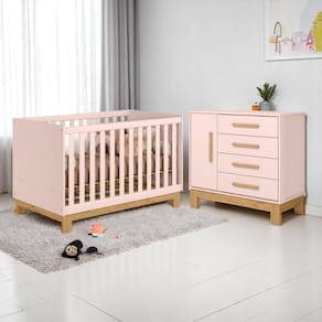 4315 - Berco Mini Cama Slim Rosa Acetinado (,4355- Comoda Sap. 1pt/4gav Slim Rosa Acetinado (