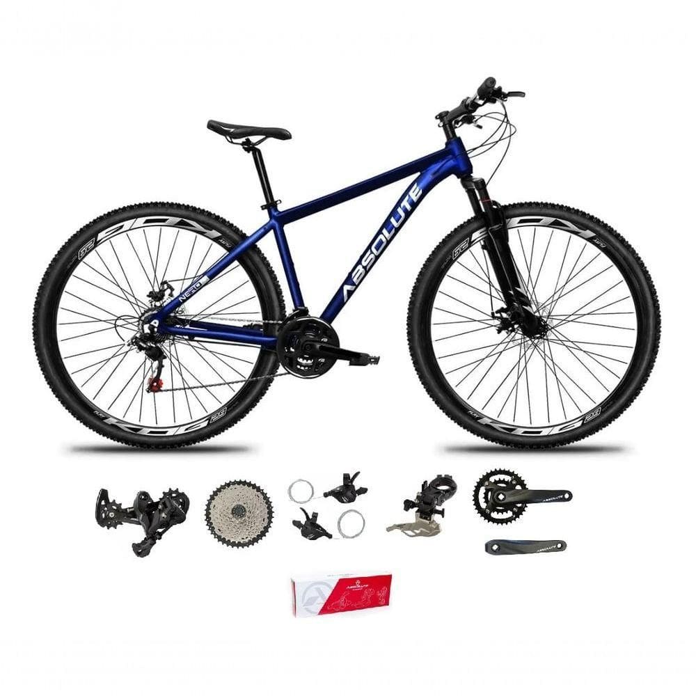 Bicicleta Aro 29 Absolute Nero 5 Alumínio 2x9 18v K7 Freios Hidráulicos Garfo Com Trava - Azul Tam.19